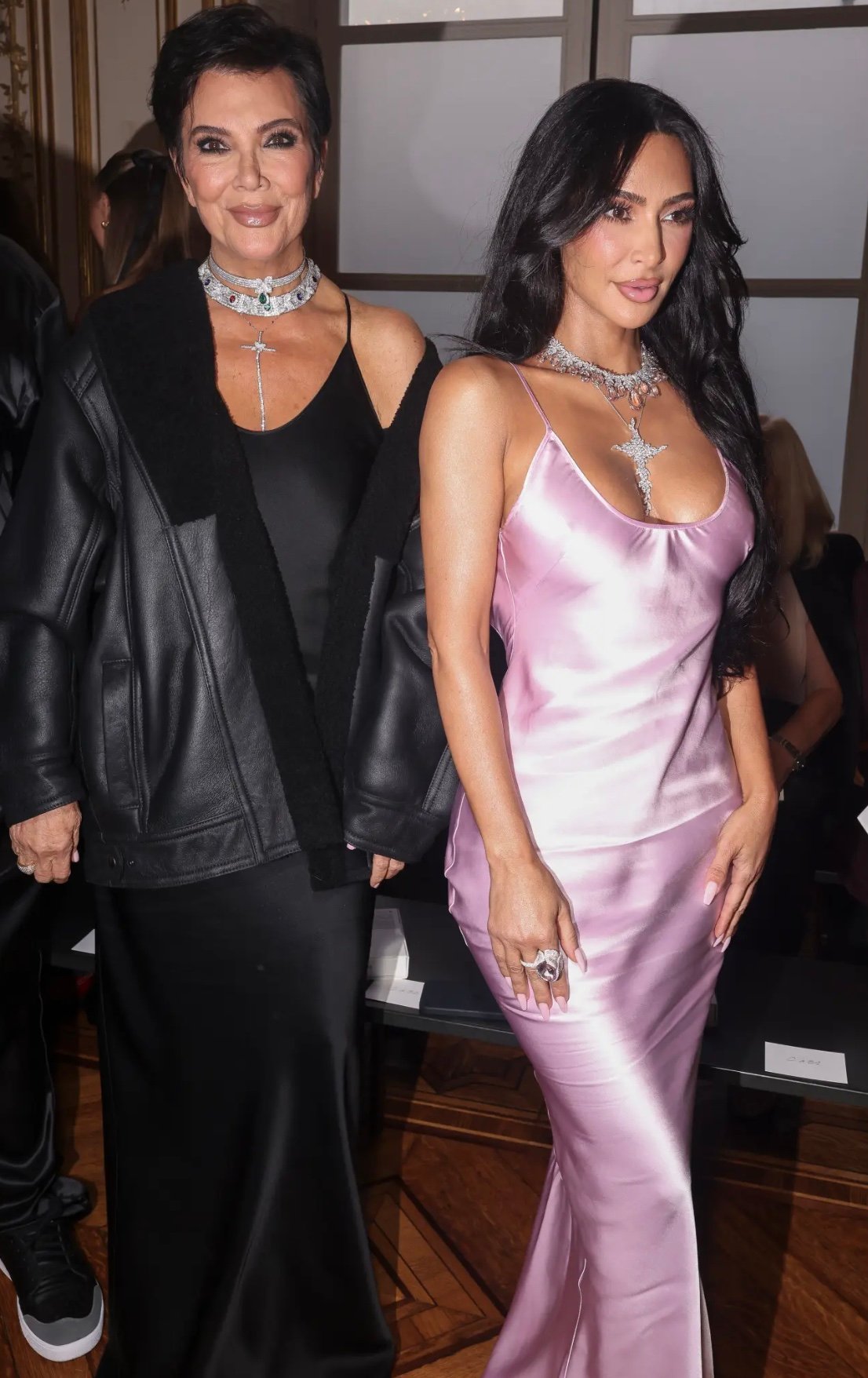 Kim Kardashian And Her Momager Kris Jenner Attends Victoria Beckham Paris Fashion Week Show In Slip Dresses